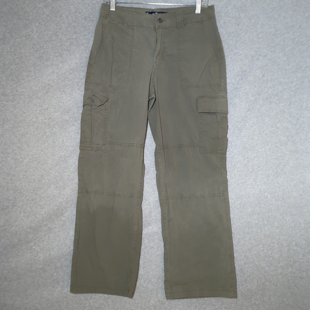 Hollister Cargo Pants High Rise Baggy Women's 9R W29xL30 Green Y2K Lightweight